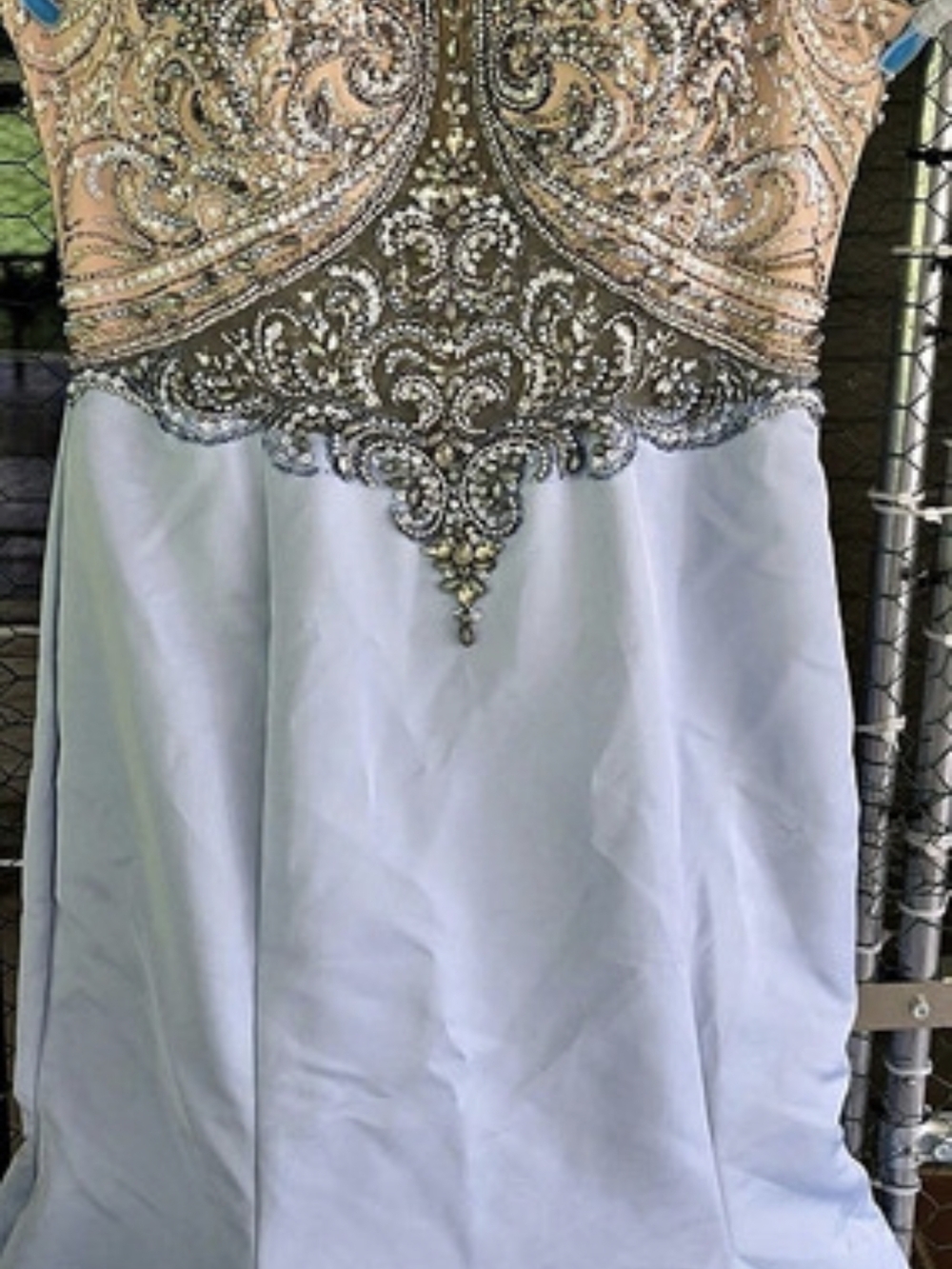 MORILEE Embellished Blue & Gold Maxi Dress Size 14 Like New